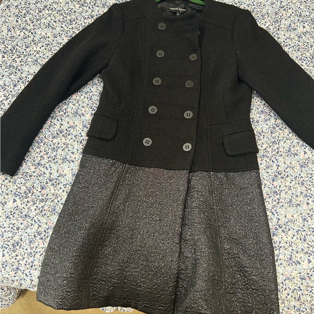 Nanette Lepore Black Textured Trench Coat